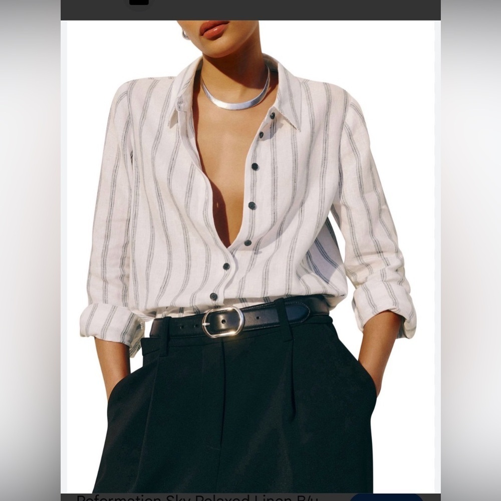 Reformation - Sky Relaxed Linen Shirt M